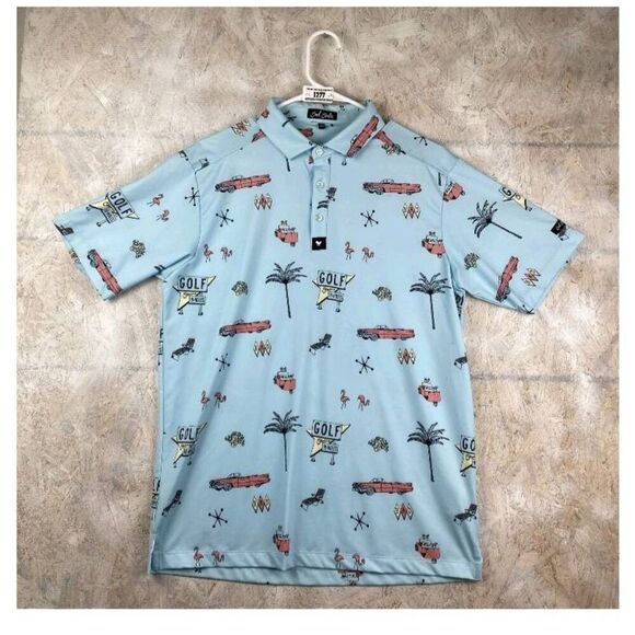 Men's medium bad birdie retro golf Starburst classic car flamingo - Picture 1 of 8